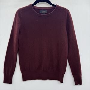 Quince Women's 100% Cashmere Crew Neck Sweater - Burgundy
